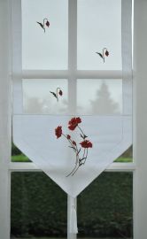 Brise-Bise brodé Blanc 58x120 coquelicot
